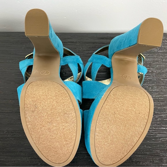 Mossimo Petene Turquoise Platform Chunky Heel Sandals 7M - Picture 9 of 9